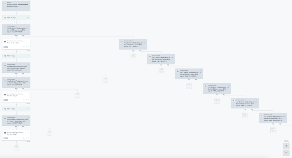 screenshot showing more complex email flow logic